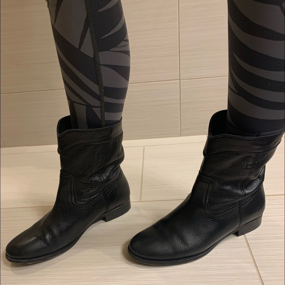 Frye skinny black short boots